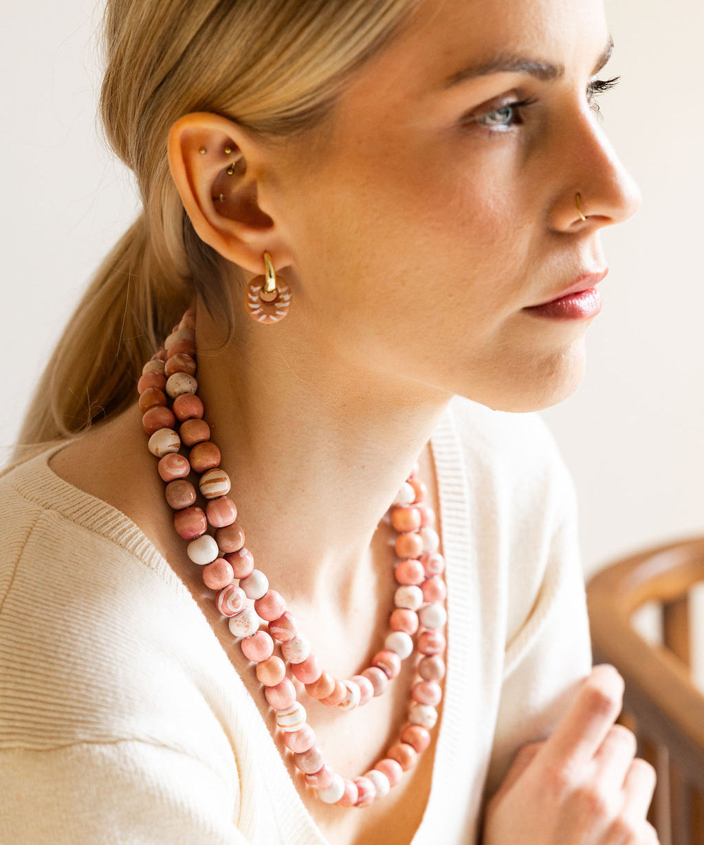Heavenly Pink Hoop Earrings